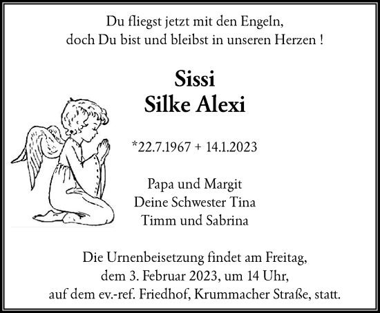 Traueranzeige von Silke Alexi von trauer.wuppertaler-rundschau.de