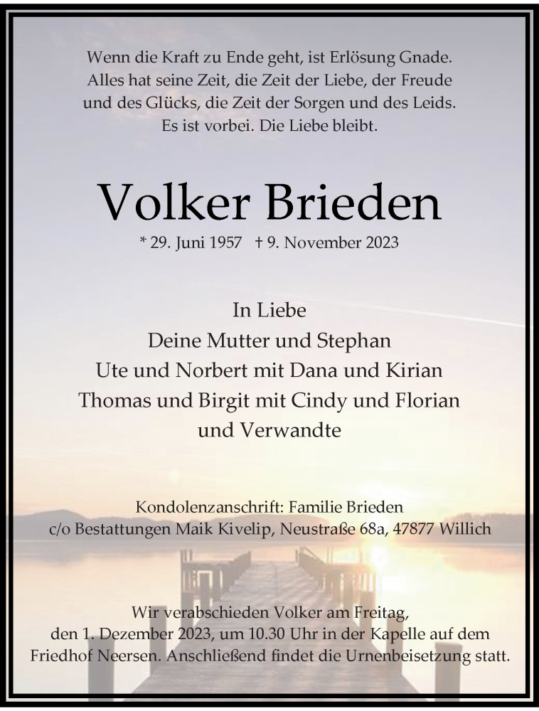  Traueranzeige für Volker Brieden vom 19.11.2023 aus trauer.extra-tipp-moenchengladbach.de