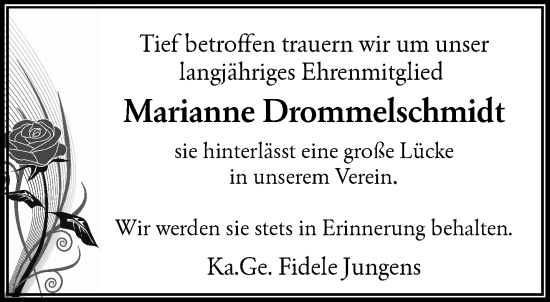 Traueranzeige von Marianne Drommelschmidt von trauer.wuppertaler-rundschau.de