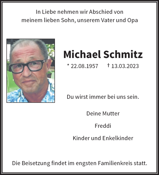 Traueranzeige von Michael Schmitz von trauer.wuppertaler-rundschau.de