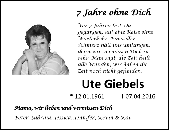 Traueranzeige von Ute Giebels von trauer.extra-tipp-moenchengladbach.de
