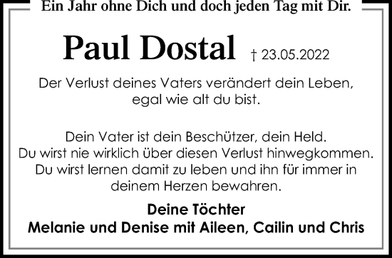Traueranzeige von Paul Dostal von trauer.mein.krefeld.de