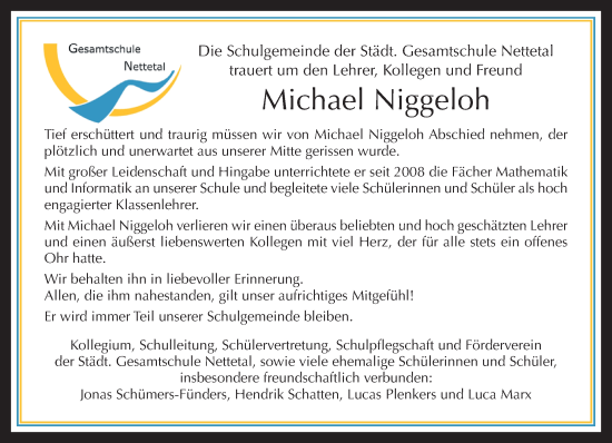 Traueranzeige von Michael Niggeloh von trauer.extra-tipp-moenchengladbach.de