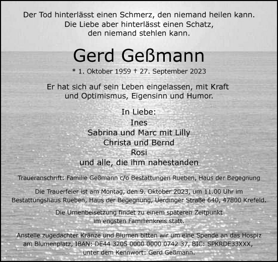 Traueranzeige von Gerd Geßmann von trauer.extra-tipp-moenchengladbach.de