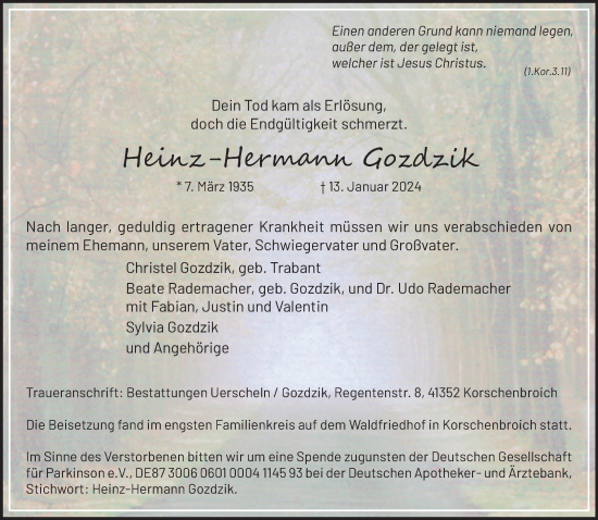 Traueranzeige von Heinz-Hermann Gozdzik von trauer.extra-tipp-moenchengladbach.de