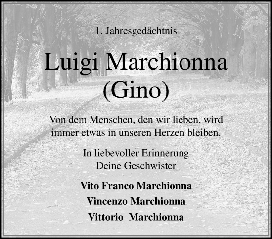 Traueranzeige von Luigi Marchionna von trauer.extra-tipp-moenchengladbach.de