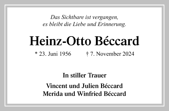 Traueranzeige von Heinz-Otto Beccard von trauer.extra-tipp-moenchengladbach.de