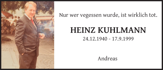 Traueranzeige von Heinz Kuhlmann von trauer.wuppertaler-rundschau.de