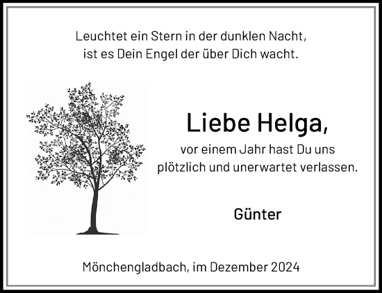 Traueranzeige von Helga  von trauer.extra-tipp-moenchengladbach.de