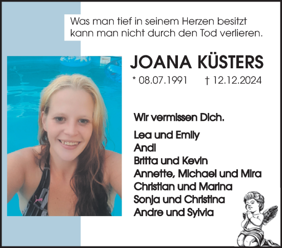 Traueranzeige von Joana Küsters von trauer.extra-tipp-moenchengladbach.de