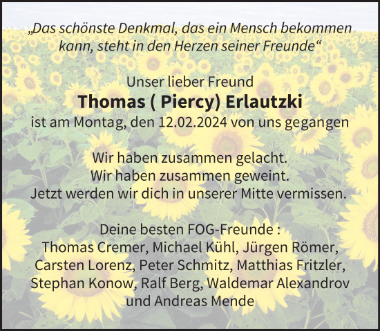 Traueranzeige von Thomas  Erlautzki von trauer.wuppertaler-rundschau.de