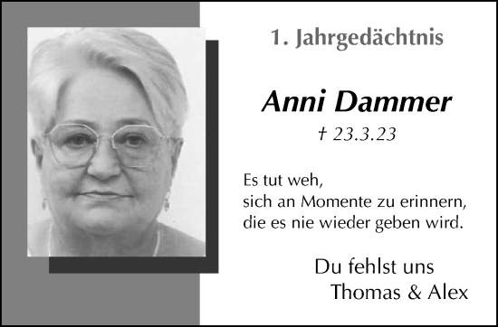 Traueranzeige von Anni Dammer von trauer.extra-tipp-moenchengladbach.de