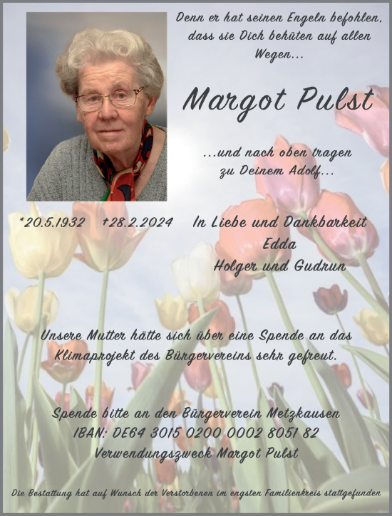 Traueranzeige von Margot Pulst von trauer.duesseldorfer-anzeiger.de