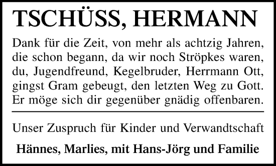 Traueranzeige von Hermann  von trauer.extra-tipp-moenchengladbach.de