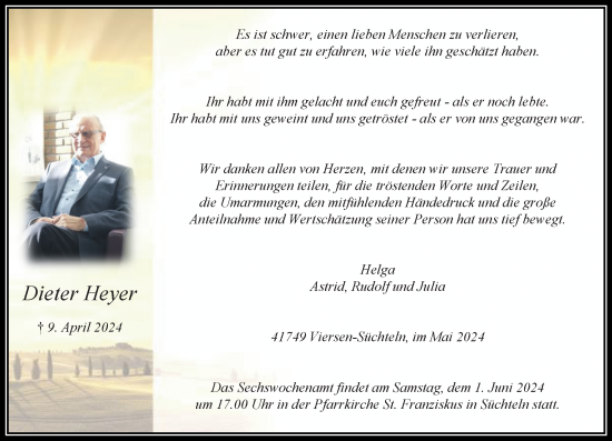 Traueranzeige von Dieter Heyer von trauer.extra-tipp-moenchengladbach.de