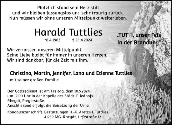 Traueranzeige von Harald Tuttlies von trauer.extra-tipp-moenchengladbach.de