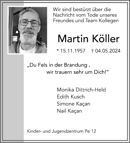Traueranzeige von Martin Köller von trauer.extra-tipp-moenchengladbach.de