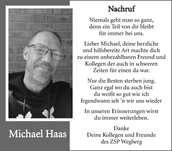 Traueranzeige von Michael Haas von trauer.extra-tipp-moenchengladbach.de