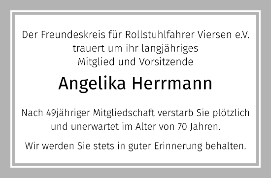 Traueranzeige von Angelika Herrmann von trauer.extra-tipp-moenchengladbach.de