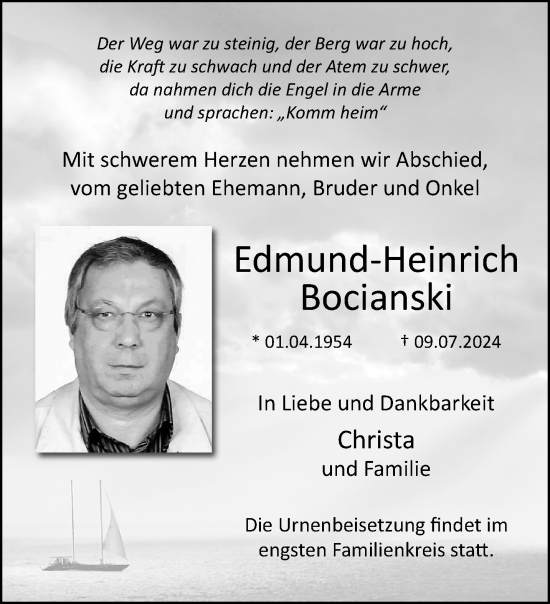 Traueranzeige von Edmund-Heinrich Bocianski von trauer.extra-tipp-moenchengladbach.de