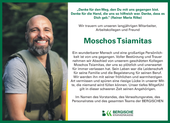 Traueranzeige von Moschos Tsiamitas von trauer.wuppertaler-rundschau.de