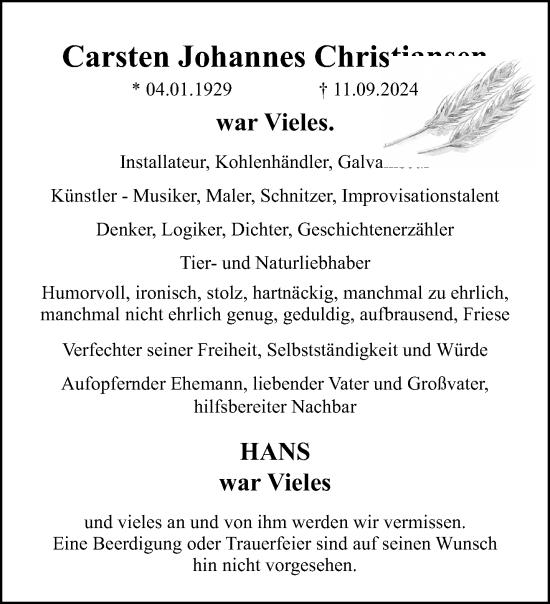 Traueranzeige von Carsten Johannes Christiansen von trauer.extra-tipp-moenchengladbach.de