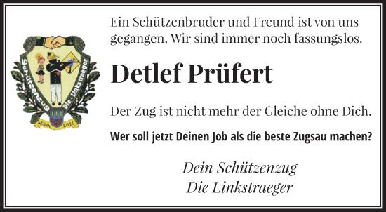 Traueranzeige von Detlef Prüfert von trauer.extra-tipp-moenchengladbach.de