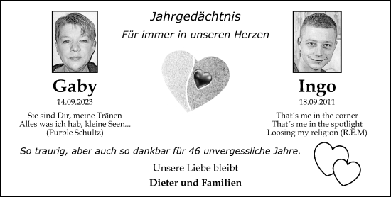 Traueranzeige von Gaby und Ingo  von trauer.extra-tipp-moenchengladbach.de