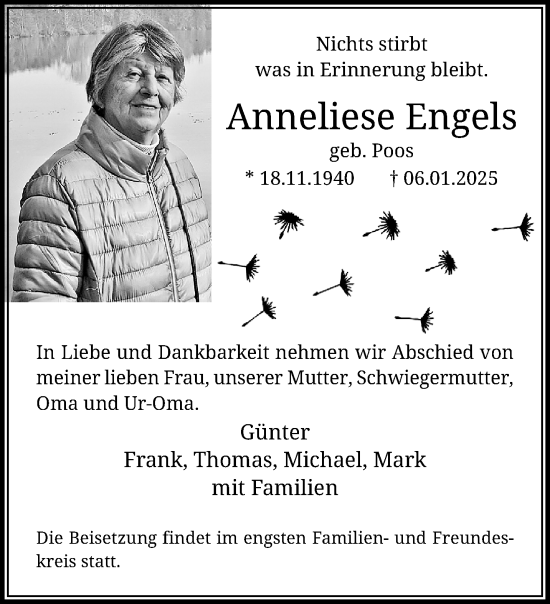 Traueranzeige von Anneliese Engels von trauer.extra-tipp-moenchengladbach.de