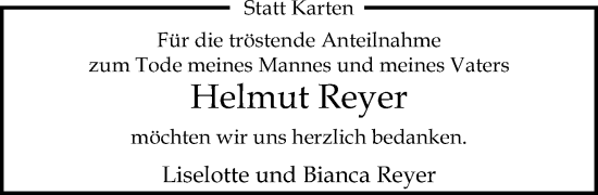 Traueranzeige von Helmut Reyer von trauer.extra-tipp-moenchengladbach.de