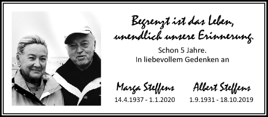 Traueranzeige von Marga und Albert Steffens von trauer.extra-tipp-moenchengladbach.de