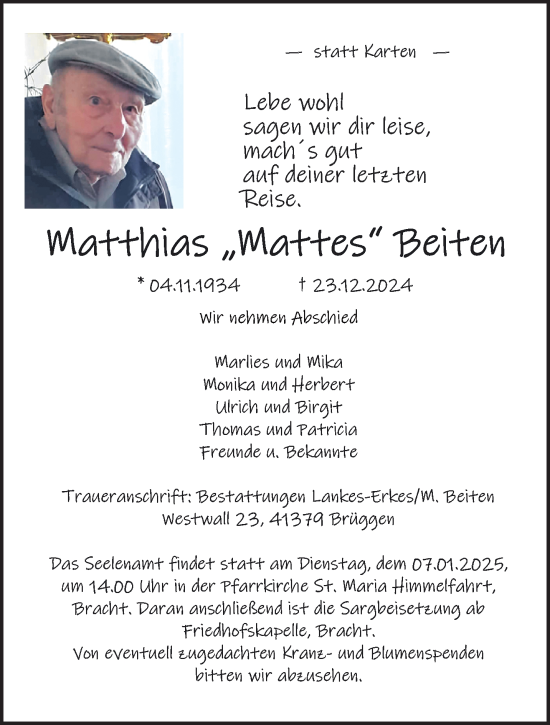 Traueranzeige von Matthias Beiten von trauer.extra-tipp-moenchengladbach.de