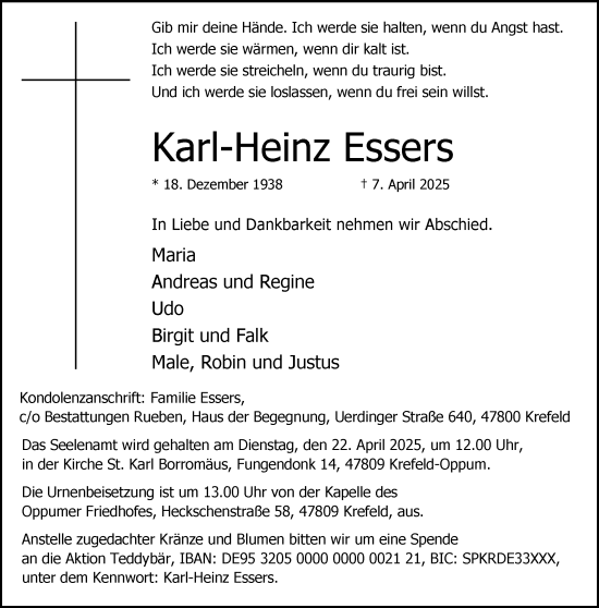 Traueranzeige von Karl-Heinz Essers von trauer.extra-tipp-moenchengladbach.de